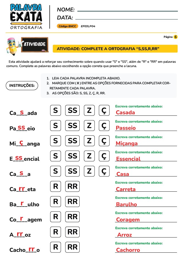 Ortografia Atividades